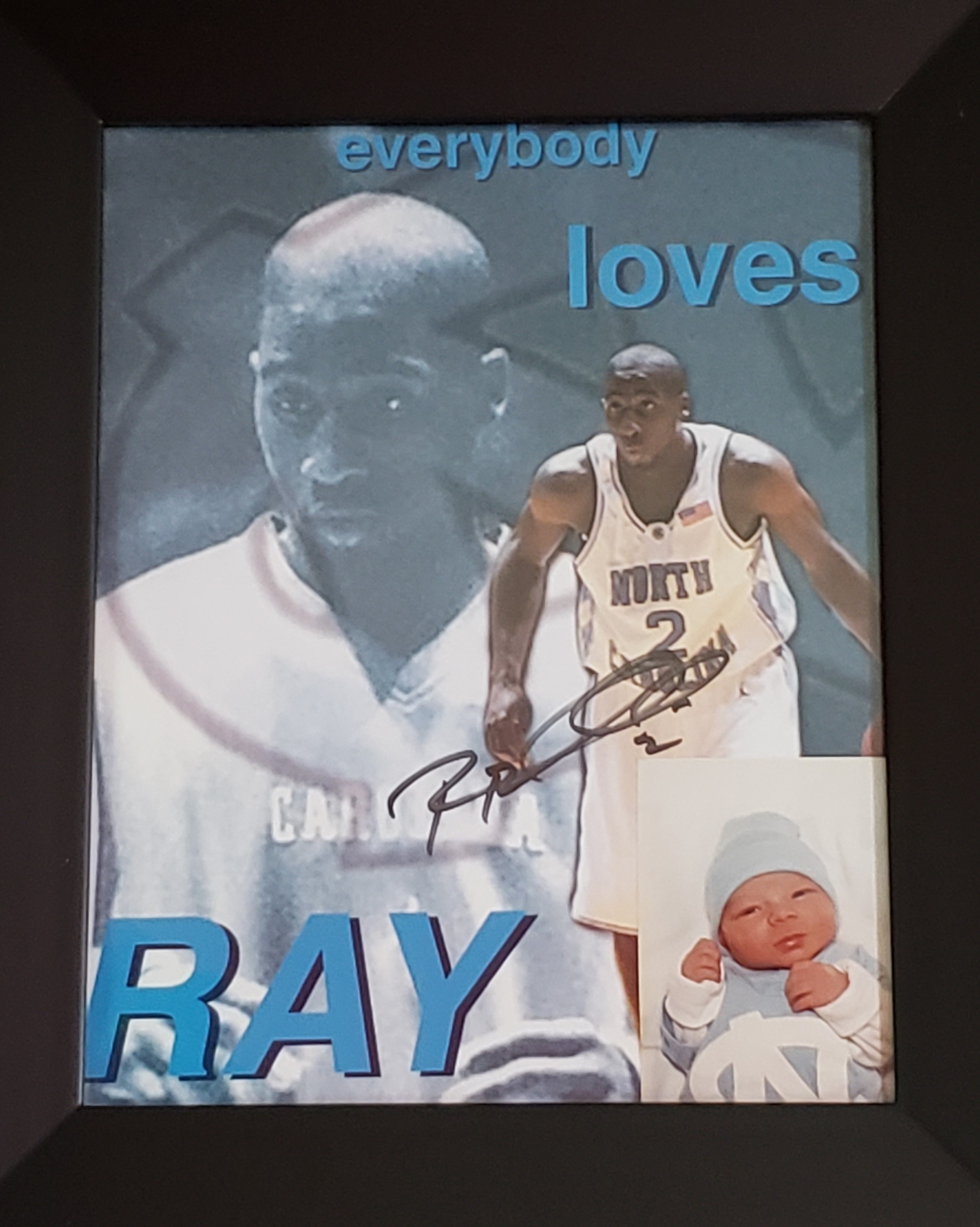 Picture of Rayond Felton with a picture of Ray Fieberg as a baby in the corner.