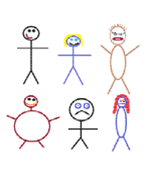 Picture of 6 stick figures
